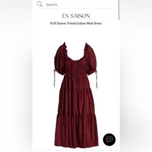 EN SAISON Puff Sleeve Tiered Cotton Midi-Dress